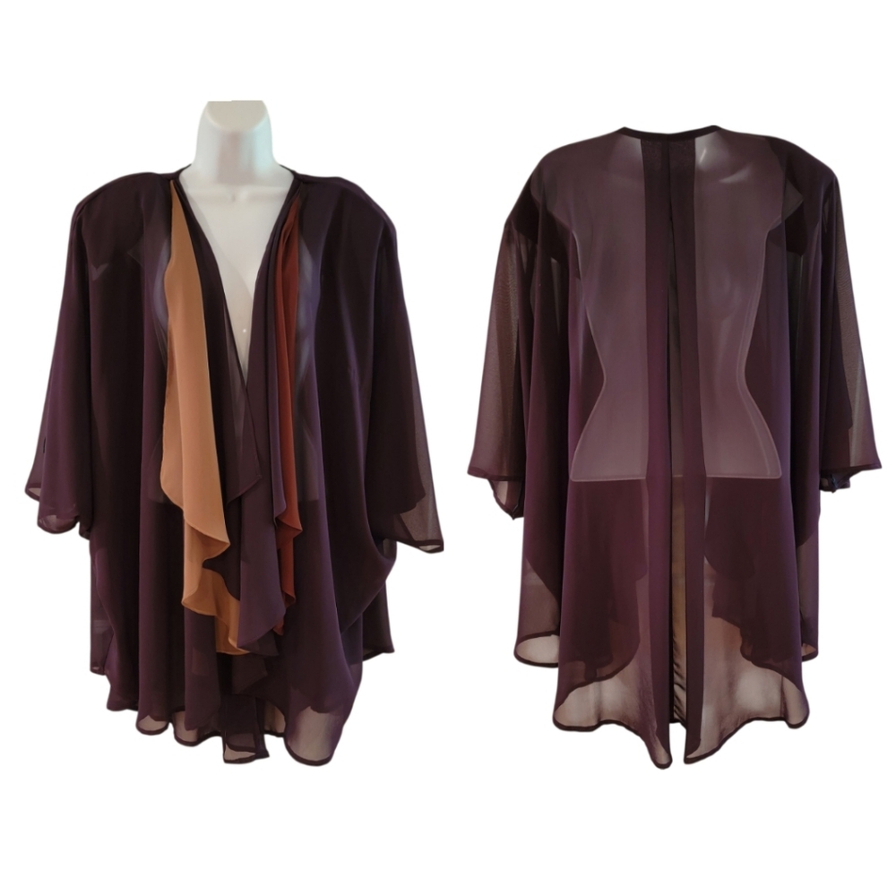 Vintage Plum Sheer Fluttery Cardigan Size‎ 18